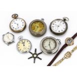 Eight vintage pocket and wristwatches, including two 9ct gold ladies wristwatches, Sekonda pocket