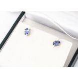 A pair of silver and tanzanite ear studs