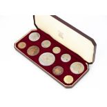 A Royal Mint Elizabeth II ten specimen coin set, presented in a fitted case