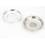 Two silver pin dishes, one having an 18th century Spanish coin to well, the other plain, 5.15 ozt (