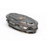 A nice late 19th Century French silver oval box, 8.77ozt, 14cm wide, marked to underside