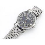 A vintage La Rocette Prima chromed and stainless steel gentleman's wristwatch, 41mm, black dial with