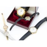 Five vintage and modern wristwatches, including a c1970s Tissot lady's 9ct gold example, AF, 14.