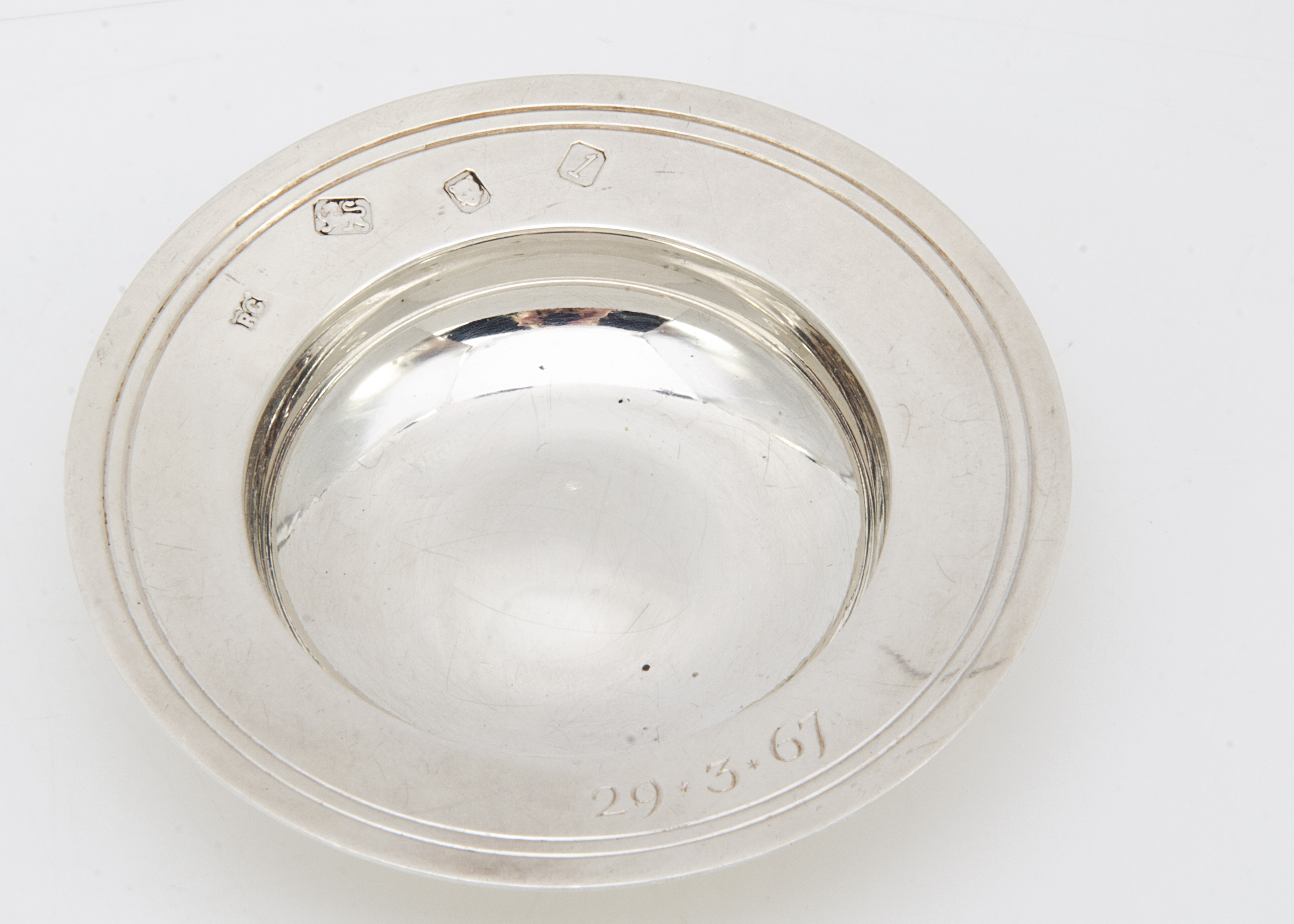 A set of four 1960s silver small Armada dishes, 5.85 ozt, engraved 29.3.97 (4) - Image 2 of 2
