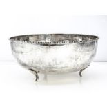 A c1970s Indian silver circular bowl, 19 ozt, 21cm diameter, with bead rim, inscription to lower,