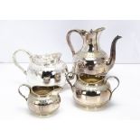 A nice Victorian silver plated four piece tea and coffee set from M H & Co, each piece bearing