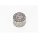 A nice early 20th century George V Indian One Rupee coin box, the ten coins have been milled and