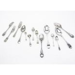 A set of six George III silver tea spoons, together with a pair of early 20th century tea spoons,