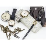 Three vintage watches, including a Smiths pocket watch, an Oris Super in box, and a lady's Huegenin,