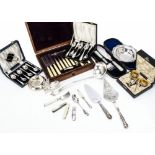 A collection of silver and silver plate and other items, including a Victorian dessert set, a Star