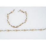 A cultured pearl and 9ct gold necklace, af, 7.2g