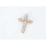 An 18ct rose gold diamond set cross pendant, the brilliant cut diamonds in claw setting marked 750