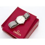 A 1960s Omega stainless steel gentleman's wristwatch, 34mm case with silvered dial and gilt batons