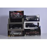 1:18 Scale Modern Cars and 1:12 Scale Motorbike, a boxed group comprises Mondo Motors Maserati