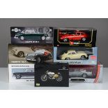 1:18 Scale Post War Cars and 1:12 Scale Motorbike, a boxed group comprises Road Signature 92788 1958