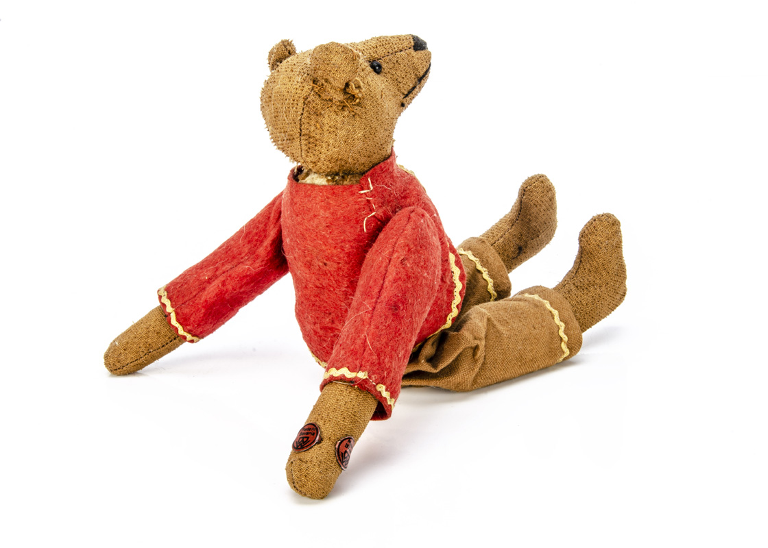 A rare Bing tumbling teddy bear circa 1919, with brown mohair head, hands and feet, black boot - Image 2 of 2