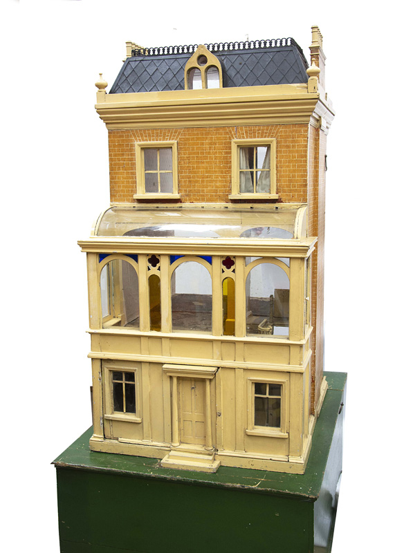 A rare and large 19th Century Park Lane stucco dolls' town house, five storeys, the cream painted - Image 2 of 5