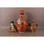 Three items of 20th century Japanese pottery, including a large vase, 47cm, a Satsuma style