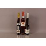 Three bottles of spirits and wine, including a Pantelleria, a Bonterre Muscat and an Elderton