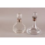 A George V period glass and silver mounted decanter and stopper from Mappin & Webb, together with