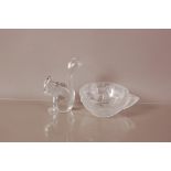 A modern Baccaret Glass model of a squirrel, 11.5cm, together with a Lalique Glass punch cup (2)
