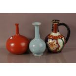 Three items of ceramics, including a Song Dynasty style porcelain bottle vase, 20cm, a Japanese