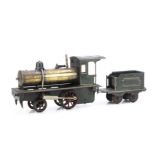 A Plank Gauge 1 Live Steam 2-2-0 'Storkleg' Locomotive and Tender, in lined green without number,