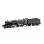 A Larry Goddard painted 00 Gauge brass Finescale Scratchbuilt GWR green King Class Locomotive and