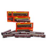 Tri-ang Hornby OO Gauge BR Crimson Coaches, five boxed examples R339 (3), RR626 (2), R627 (1),