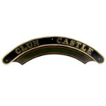 Reproduction Steam Locomotive Name Plate Clun Castle, cast brass inscribed Clun Castle painted in