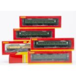 Hornby China OO Gauge GWR Night Mail and Southern Railway Coaches, six boxed examples R4526 GWR