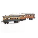 Three vintage Märklin Gauge 1 Continental Coaches, one 'Kaiserwagen' in original finish of lined