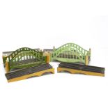 Two vintage Lionel 'Standard' Gauge (approx 2.125") electric Arched Bridges with Ramps, one bridge