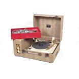 A Dancette Vintage Record Player, F-G, untested, with a Gramdeck Gramophone Tape Recorder in