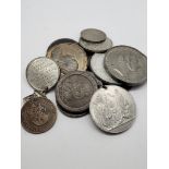 A collection of Copper tokens and pennies, together with a collection of zinc medallions,