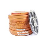 Three 16mm Feature Films, canisters marked with the titles, The Funeral Director, Border Line and