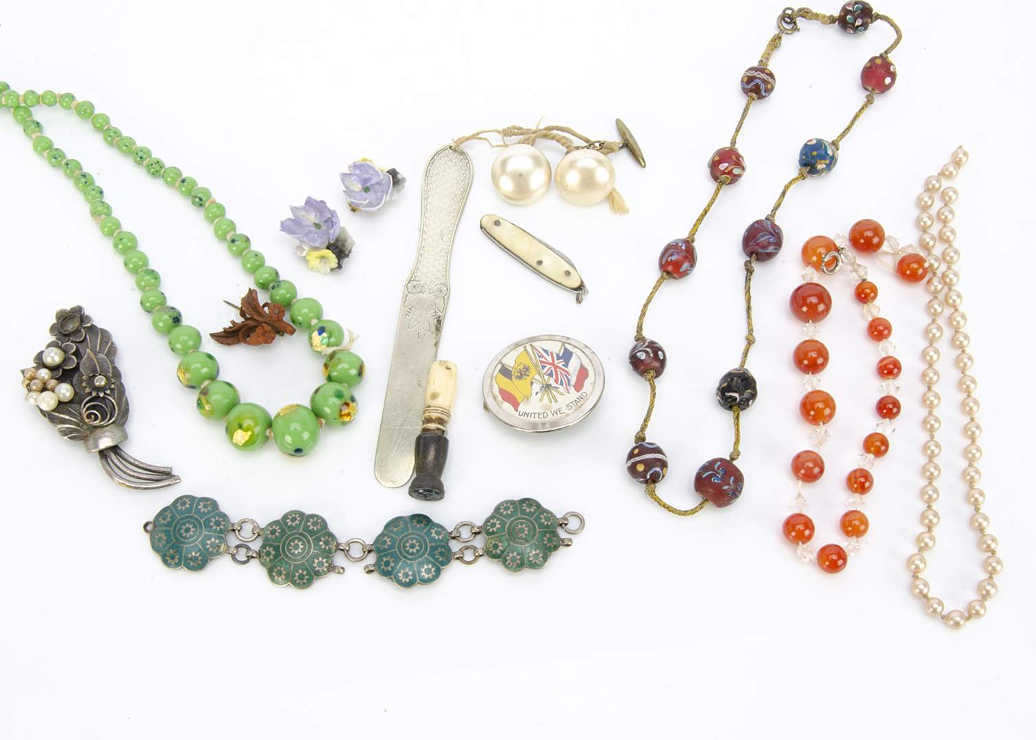 A collection of 19th Century and early 20th Century costume jewels, including a silver plated Art - Image 2 of 4