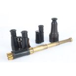 Field Glasses & Monoculars, a pair of Taylor Hobson field glasses, a three draw brass telescope,