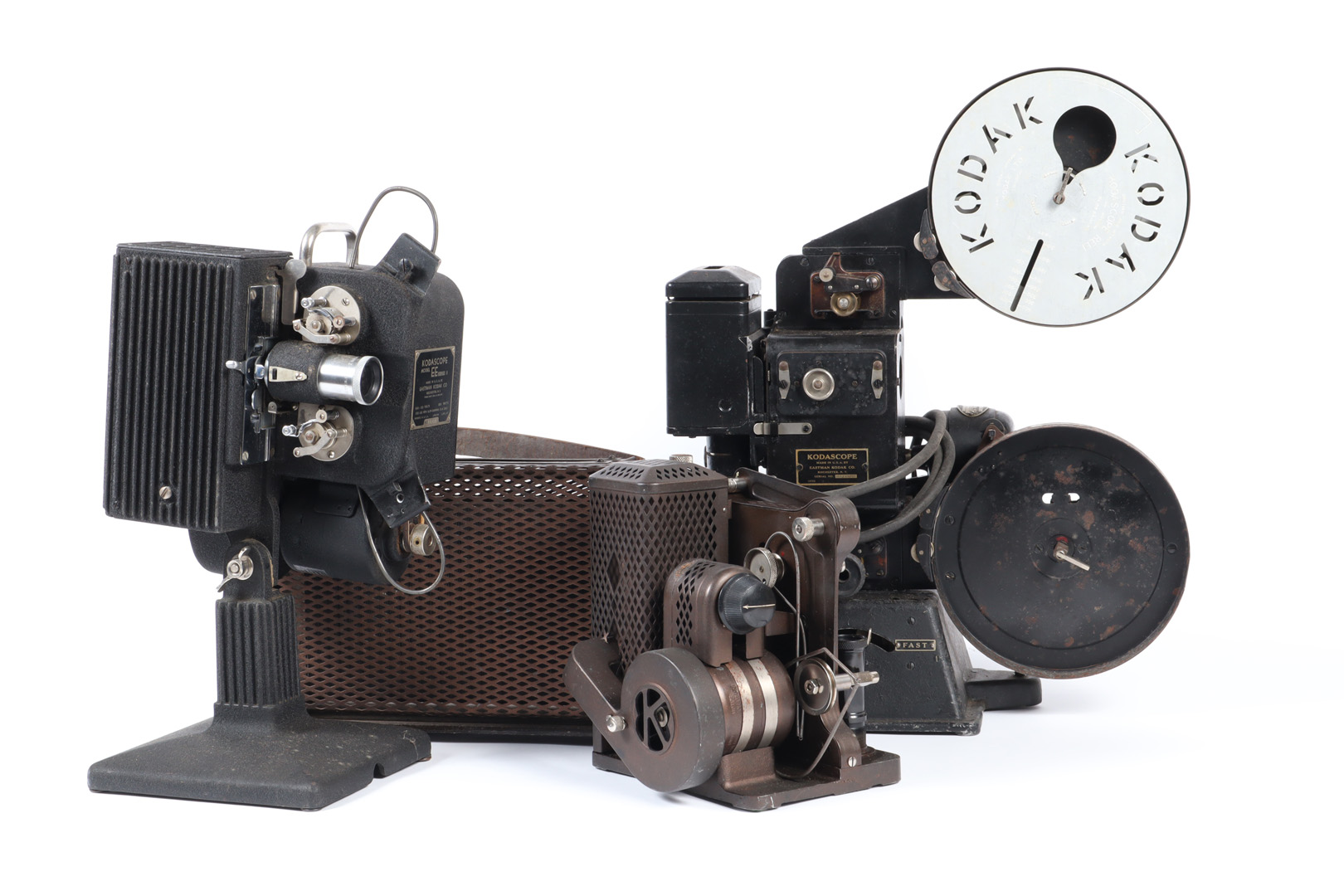 Seven Kodascope 16mm Projectors, comprising models A, two C's, D, EE Series II and two L's all