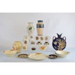 A collection of ceramics, including two Paragon China cobalt blue and gilt coffee cans and