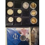 A collection of assorted coinage, including boxed Royal Mint coin sets, Stampex medallions,