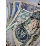 A collection of paper money, all loose, including over 30 100 mark blue bank notes, various
