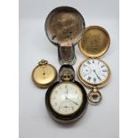 A gold plated H. Samuels Manchester full hunter pocket watch, together with a gilt metal Continental