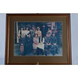 A signed photograph of the cast of BBC's 'Allo 'Allo!, framed and glazed, 29cm x 40.5cm