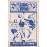 WIGAN ATHLETIC v MANSFIELD TOWN 1957 FA CUP Programme for the FAC Tie at Springfield Park Wigan on