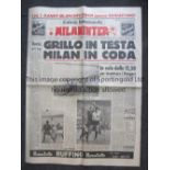 1957/58 EUROPEAN CUP AC Milan v Glasgow Rangers. Ane issue of the AC Milan & Inter Milan club