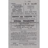 HARWICH CHARITY CUP 1948 Programme for Metropolitan Police v Bury Town 28/2/1948 played at Harwich