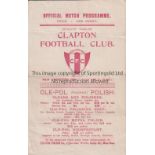 CLAPTON Four Page home programme v London Caledonians Isthmian League 23/4/1925. Horizontal folds.