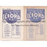 ILFORD FC Two programmes for home Friendlies v. Icelandic XI 5/10/1946 and Sing Tao Sports Club 13/