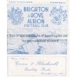 BRIGHTON Bijou style home programme v West Ham United London War League 14/2/1942. Some light
